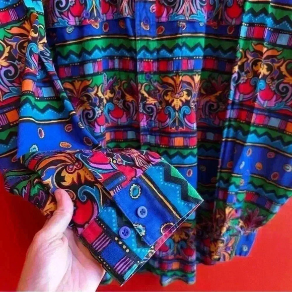 Vintage Men's Wrangler multicolor printed western button up size XXL - Picture 5 of 7